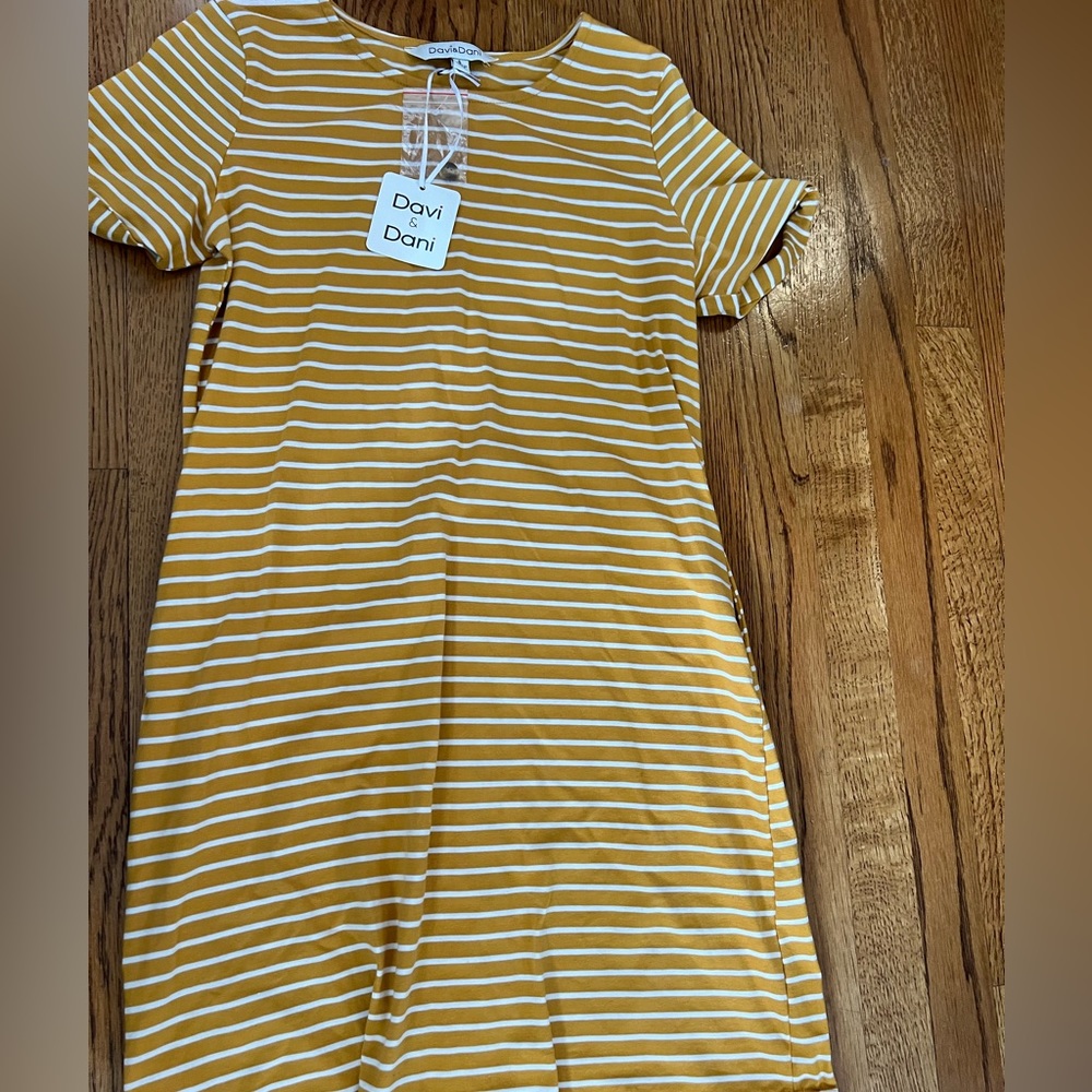 NWT mustard yellow striped dress small